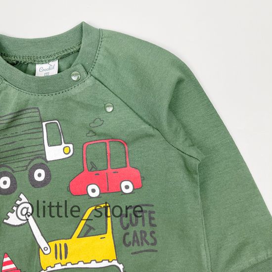 Лонгслив хлопковый "Машинки" хаки