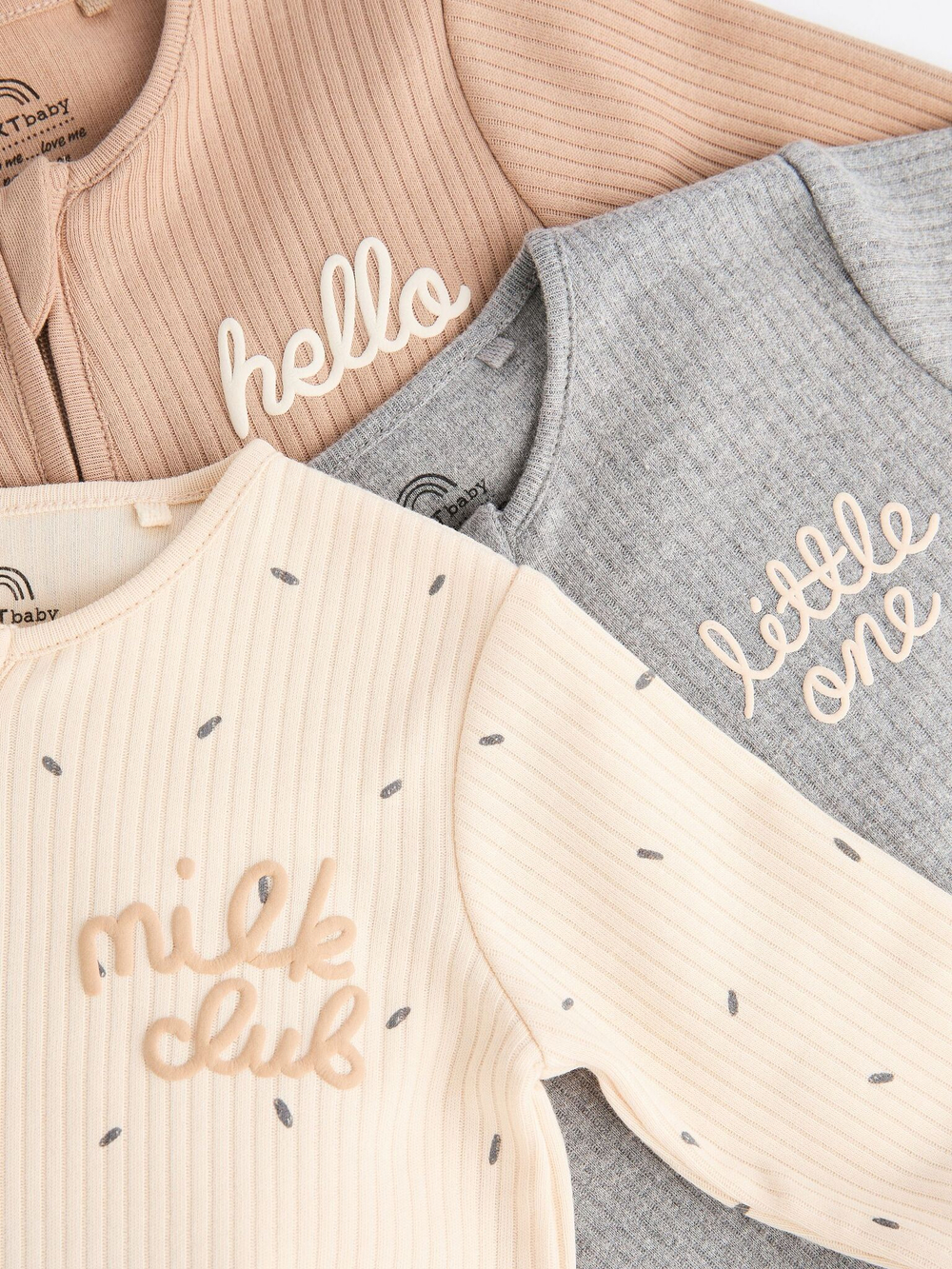 Комбинезон / Cлип для малышей Next 606-563, 3 шт., Бежевый, Серый