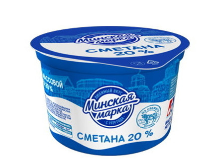 Сметана "Минская марка" 20% 180г. стакан Минск