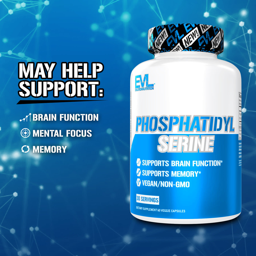 EVLution Nutrition, фосфатидилсерин, 60 вегетарианских капсул (150 мг в 1 капсуле)