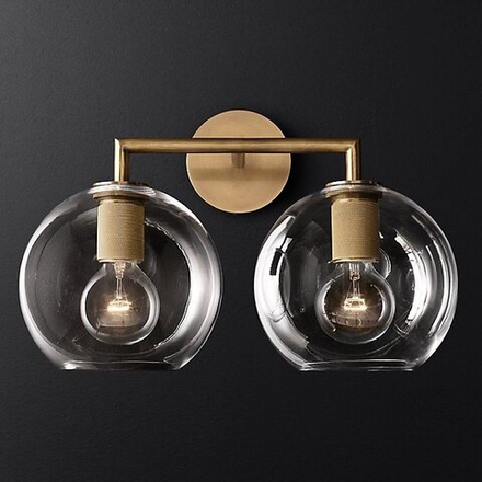 Бра Rh Utilitaire Globe Shade Double Sconce Brass By Imperiumloft