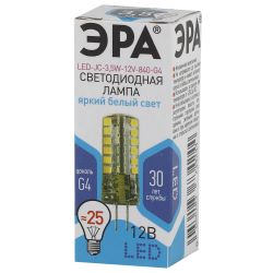 Лампочка светодиодная ЭРА STD LED JC-3,5W-12V-840-G4 G4 3,5Вт капсула нейтральный белый свет | Лампы cветодиодные Капсульные (G4, G9)