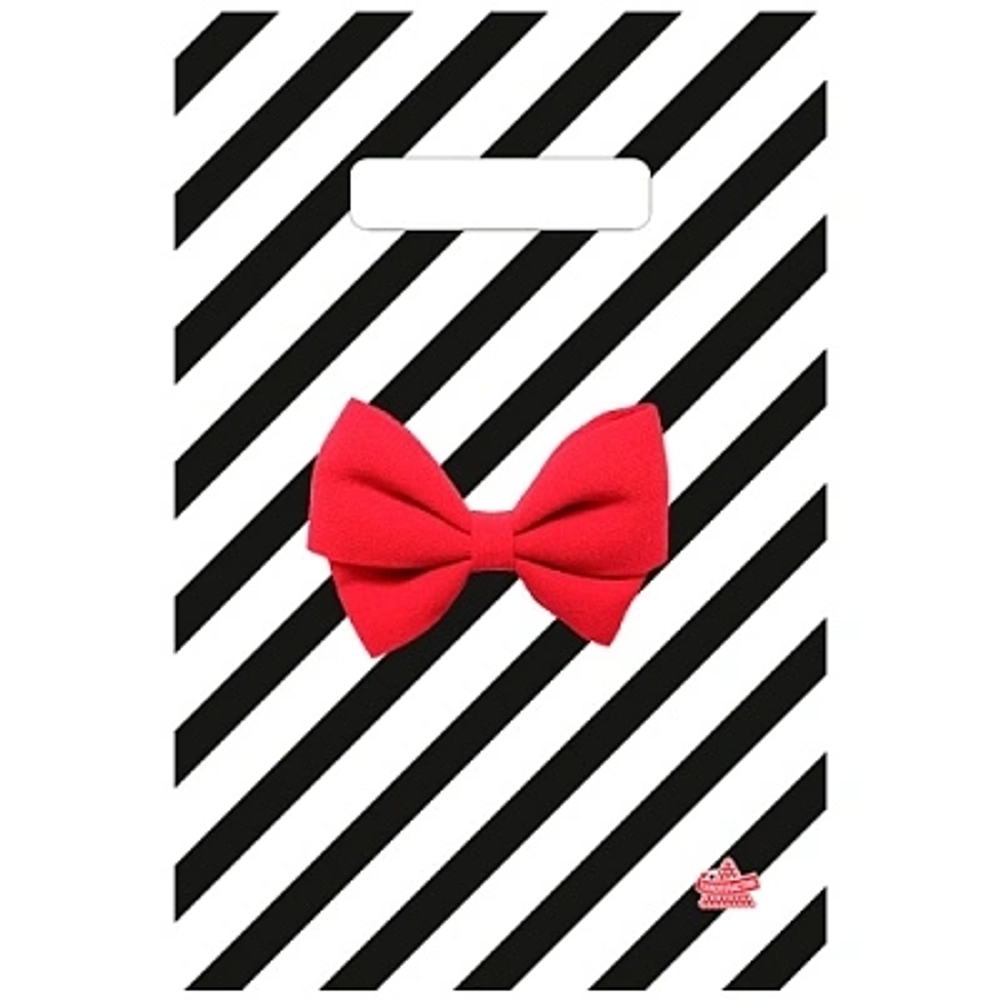 Пакет ПЭ с вырубной неусиленной ручкой 20x30см (30) (Алый бантик) Тико (х100/3000)