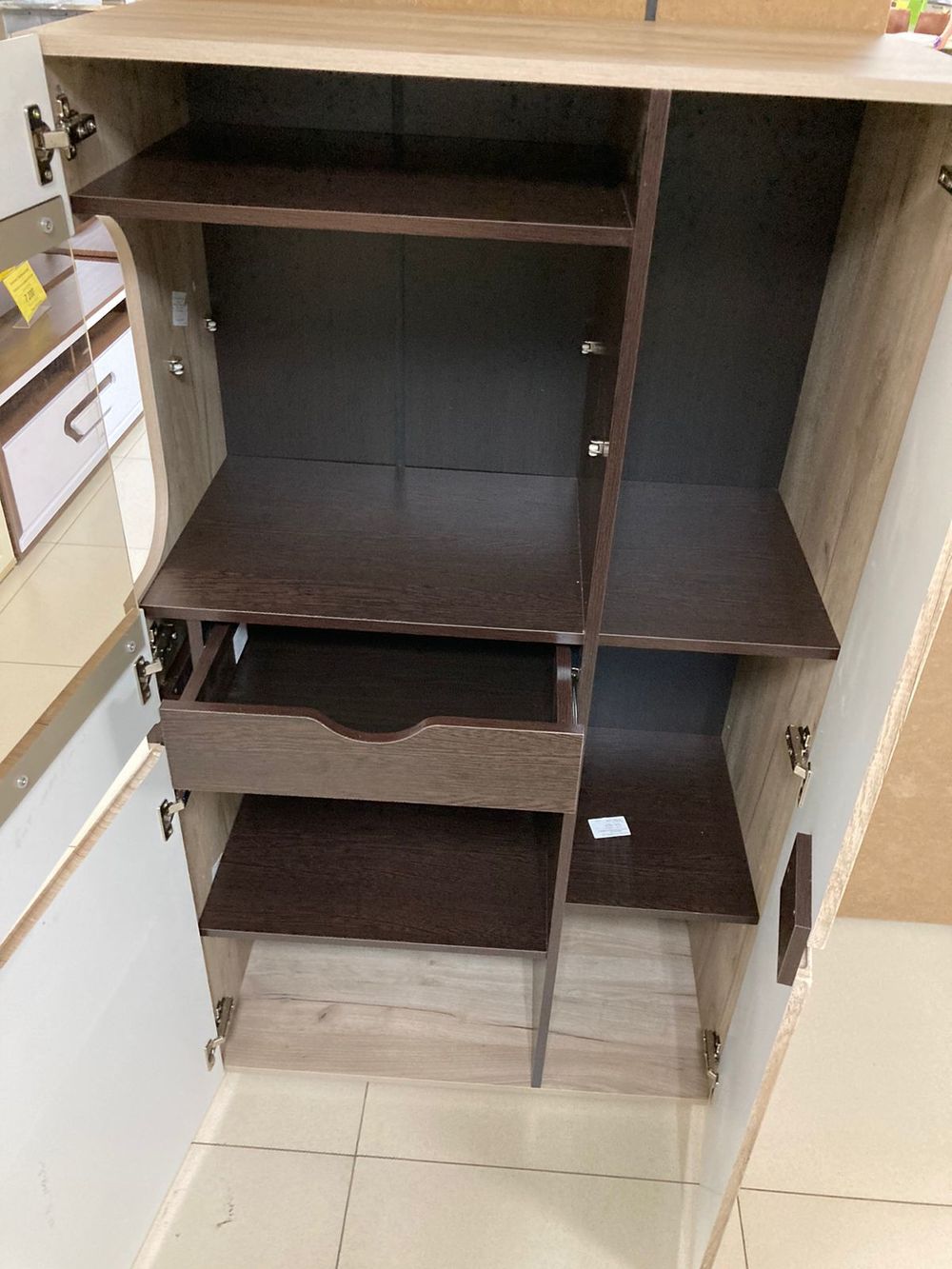 Шкаф витрина малая (440)  Ультра серый крафт/дуб приморский