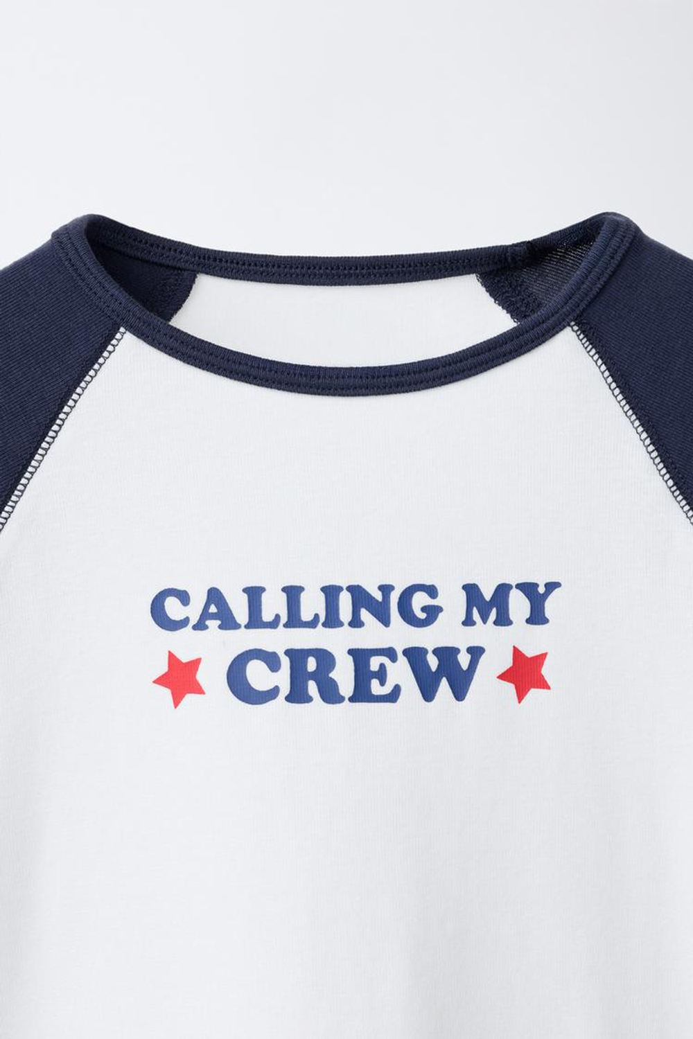 ZARA ФУТБОЛКА РЕГЛАН С НАДПИСЬЮ ИЗ МОДАЛА, ТЕМНО-СИНИЙ/БЕЛЫЙ