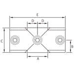 KUPO KPC-A1407E Two socket cross pipe clamp (tube O.D. 42.4mm). Зажим для труб