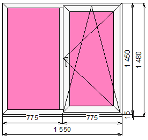 Пластиковое окно 1450 х 1550 ТермА Эко