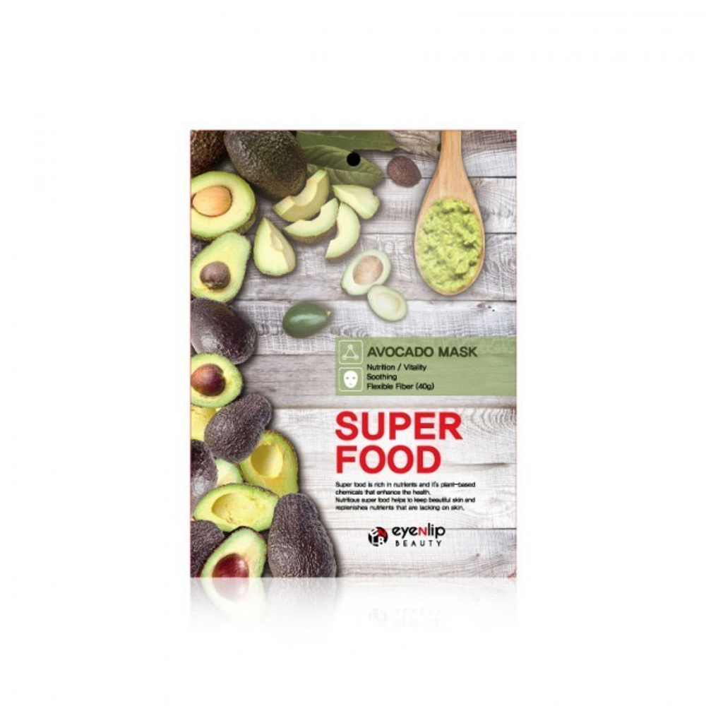 Тканевая маска с экстрактом авокадо Eyenlip Super Food Mask - Avocado. Страна производитель: Корея (Уход за лицом)