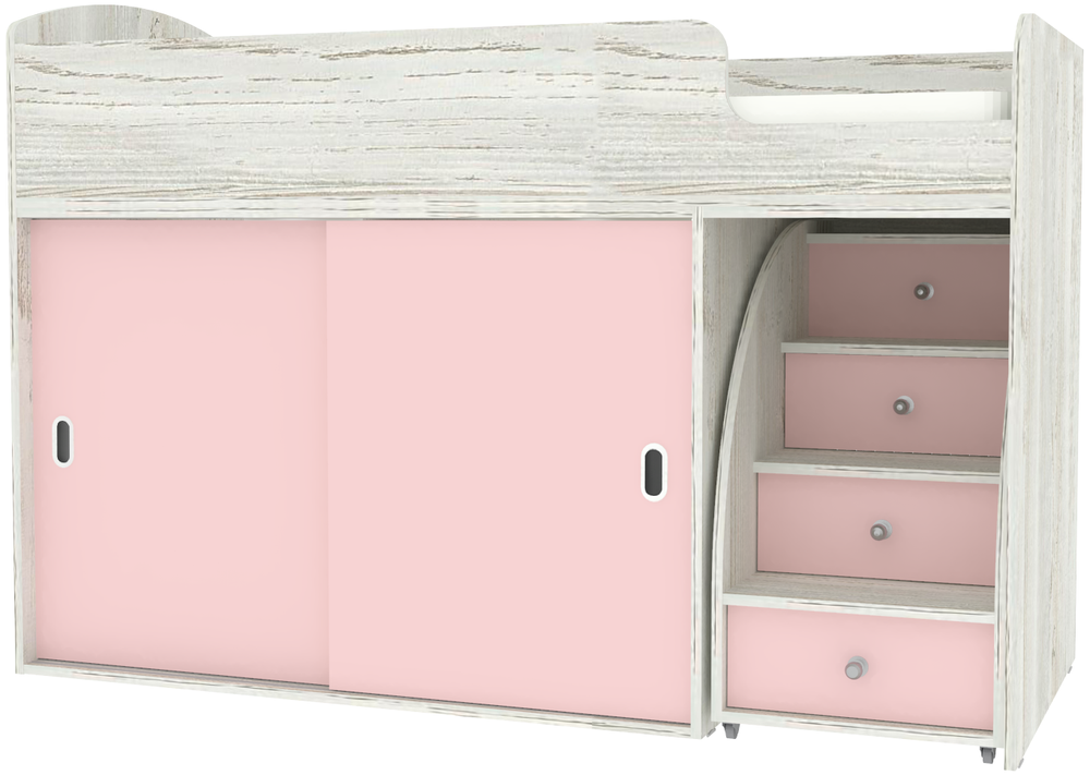 Кровать-чердак КарИВи Малыш Купе Винтерберг Розовый