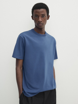 Massimo Dutti Футболка из 100% хлопка, синий