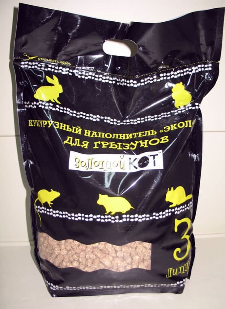 ЗОЛОТОЙ КОТ наполнитель кукурузный гранулированный для грызунов  4 л