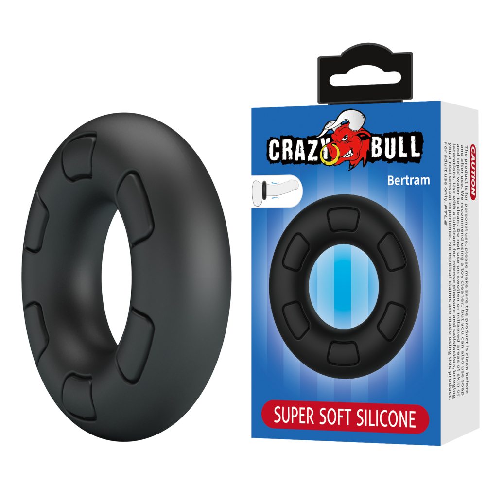 Эрекционное кольцо из силикона CRAZY BULL 30 мм растягивающееся черное