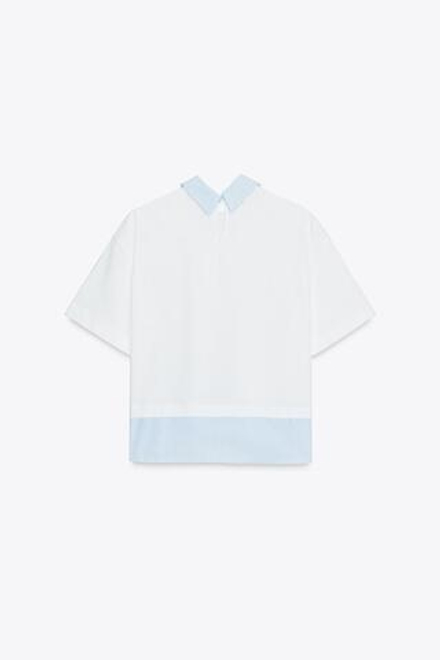 ZARA КОМБИНИРОВАННАЯ ФУТБОЛКА В ПОЛОСКУ, БЕЛЫЙ