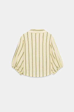 ZARA РУБАШКА ИЗ СМЕСОВОГО ЛЬНА С ОБЪЕМНЫМИ РУКАВАМИ, РАЗНОЦВЕТНЫЙ