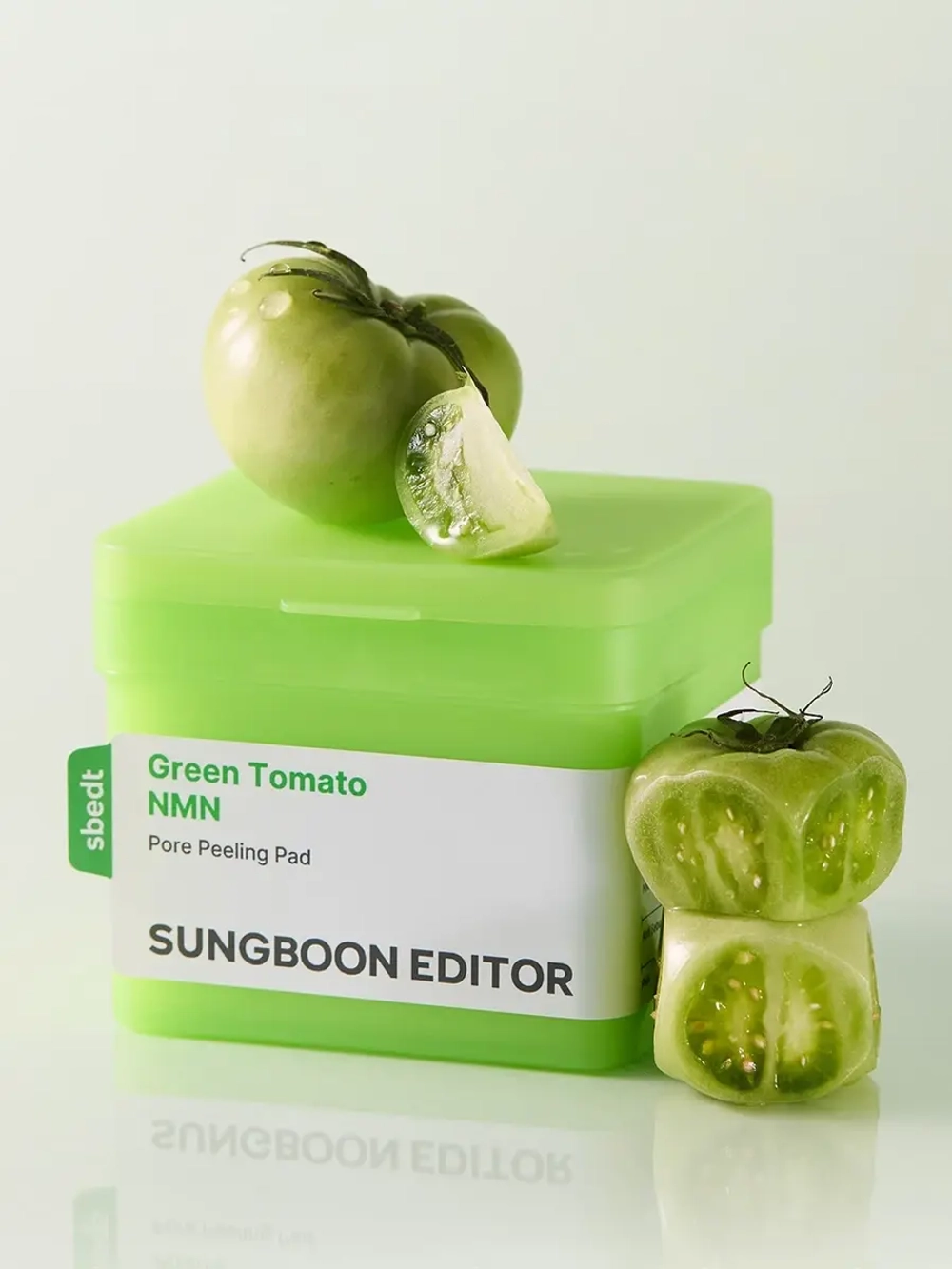 Sungboon Editor Отшелушивающие тонер-пэды для глубокого очищения и сужения пор Green Tomato NMN Pore Peeling Pad 60 шт