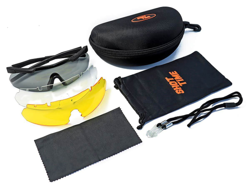 Очки стрелковые ShotTime Lynx, защитные, чёрные, комплект с 3 линзами