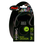 Trixie Flexi New Black design Рулетка для собак XS 3 м 8 кг трос черный/серебро