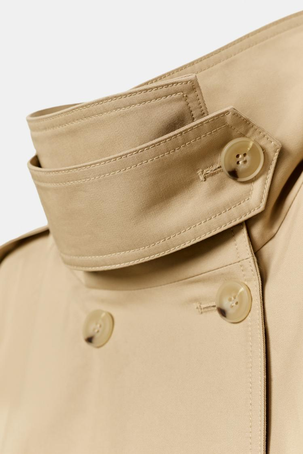 ZARA КОРОТКИЙ ТРЕНЧ С ВЫСОКИМ ВОРОТНИКОМ — ZW COLLECTION, БЕЖЕВЫЙ