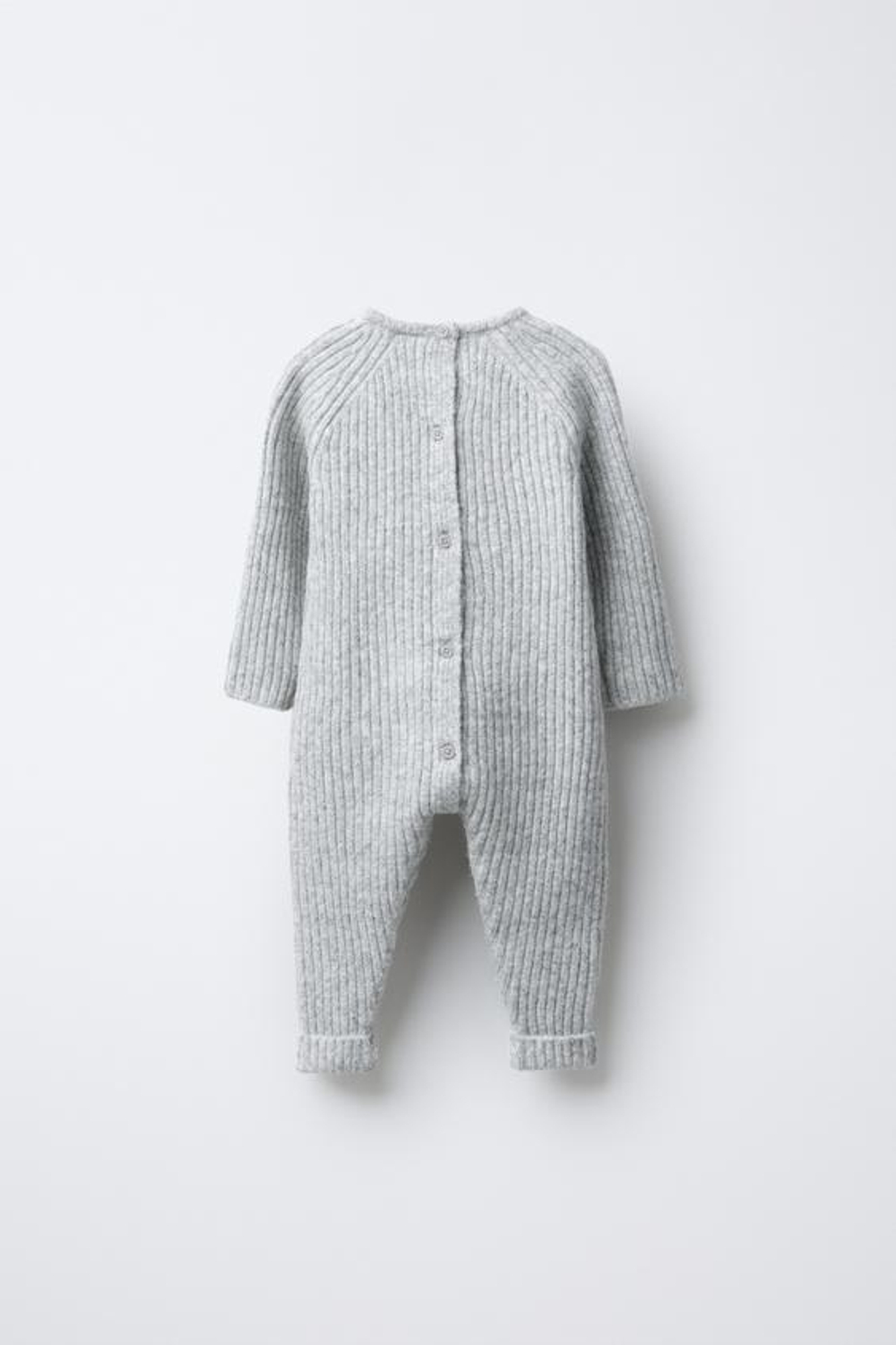 ZARA ВЯЗАНЫЙ КОМБИНЕЗОН В РУБЧИК, СЕРЫЙ МЕЛАНЖ