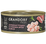 Корм консервированный для кошек Куриная грудка с утиным филе в желе, 70гр GRANDORF FRESH