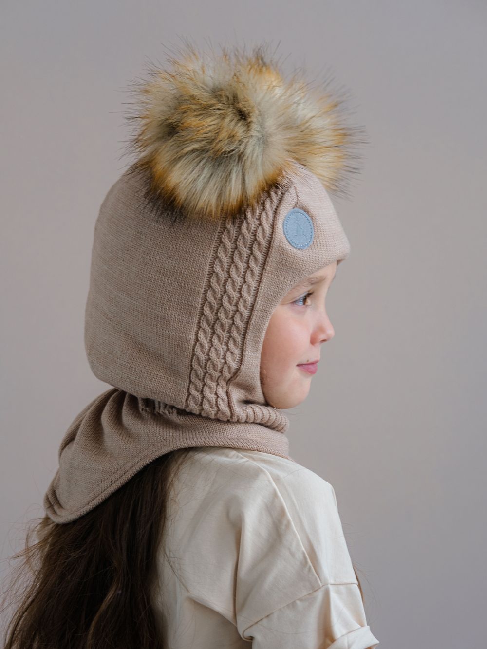 Шлем зимний вязаный (Сандал) ЗУМ-ЗУМ