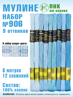 Наборы ниток мулине для вышивания ПНК Киров 9 шт.
