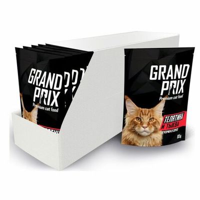 Влажный корм GRAND PRIX для кошек с кусочками телятины с тыквой в соусе, пакет 85г