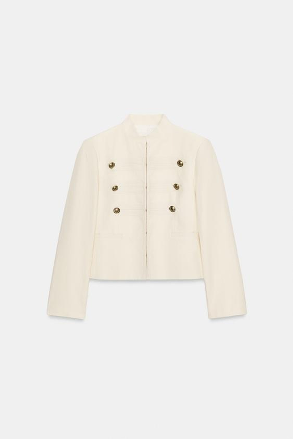 ZARA ПРИТАЛЕННАЯ КУРТКА С ПУГОВИЦАМИ — ZW COLLECTION, ЭКРЮ