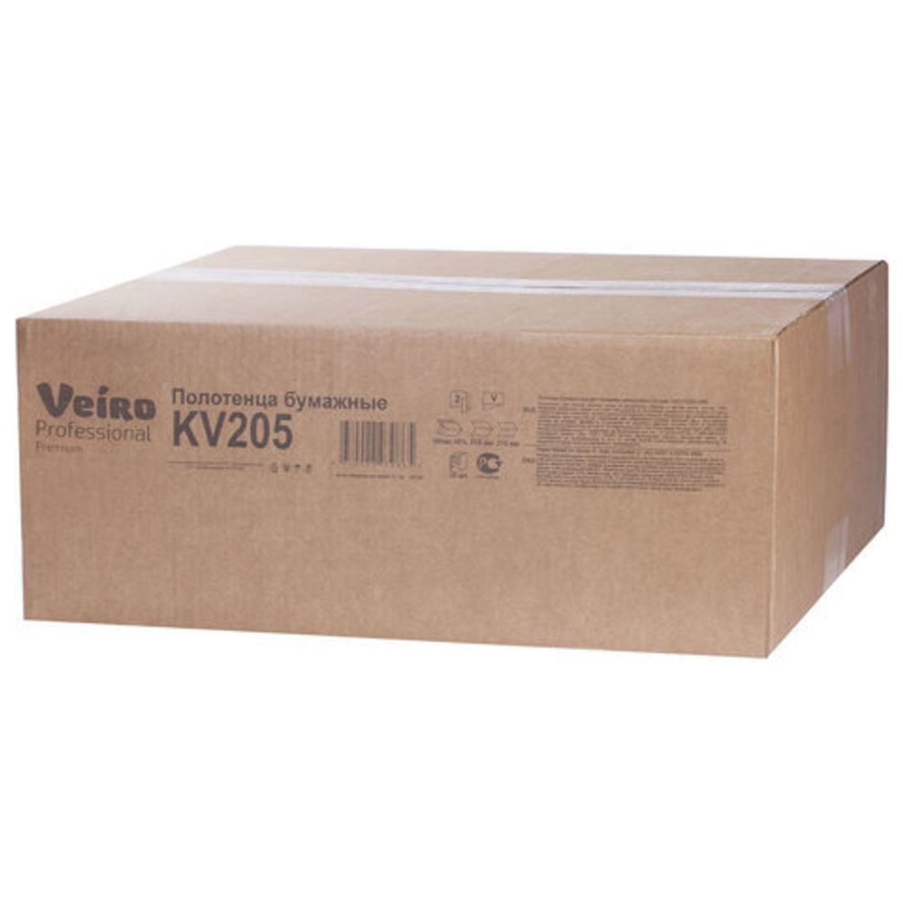 Полотенца бумажные 200 шт., VEIRO (Система H3) COMFORT, 2-слойные, белые, КОМПЛЕКТ 20 пачек, 21х21,6, V-сложение, KV205