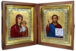 Казанская Богородица и Господь Вседержитель. Рукописные иконы.