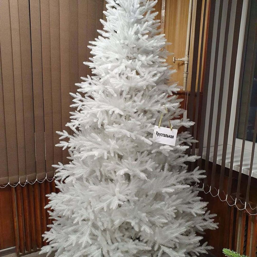 Белая елка «Хрустальная» (Литая хвоя прозрачно-белая) 270 см / 2,7 м