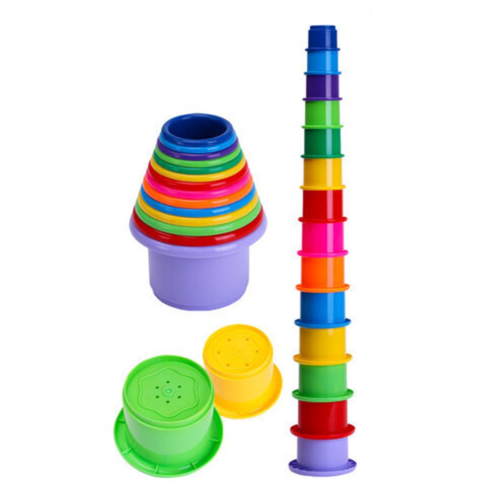 Пирамидка пластиковая "Радужная", большая, высота 64 см, 14 разноцветных форм, РЫЖИЙ КОТ, И-0352