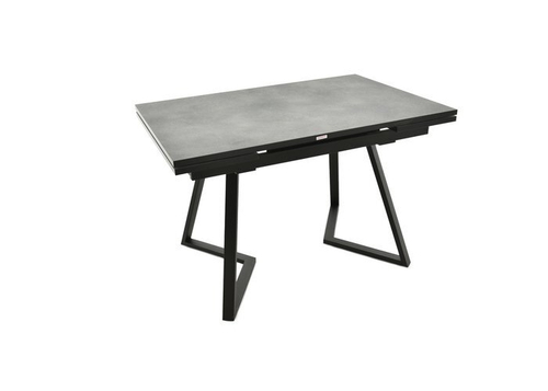 Стол Римини Пластик Премиум 1200(1800)*800 ЛДСП Черный / пластик Мрамор светлый 3414/RAL9005 тритон