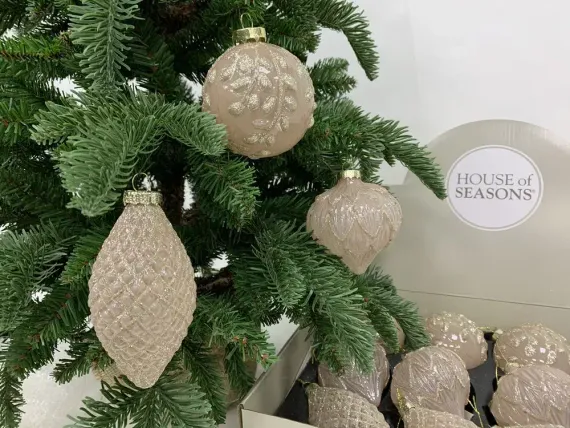 Набор стеклянных шаров Королевский Каприз 80 мм., 12 шт., шампань, House of Seasons (84001)