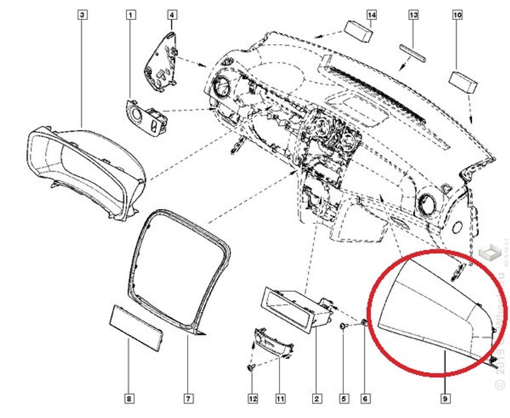 Накладка консоли Renault Logan II с 2014 г. (Renault)