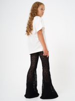 Брюки клеш из гипюра, черные