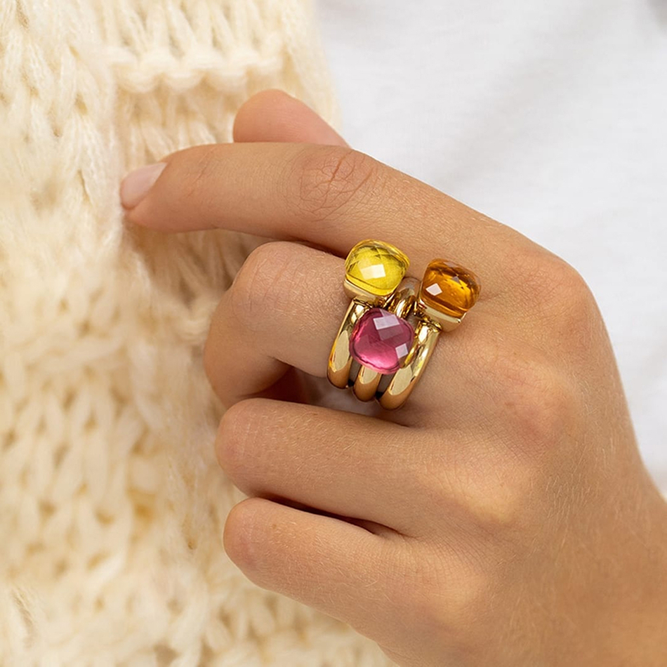 Кольцо Qudo FIRENZE 17.2 (G) Padparadscha 107001/40-4308 17.2 размер 17,2