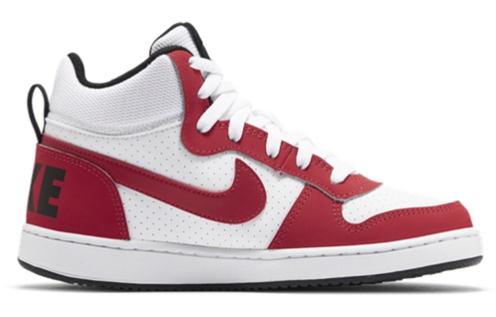 Nike Court Borough Mid casual Breathable Mid-top sneakers GS white and red stitching