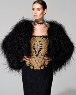 Кардиган из премиальных перьев страуса