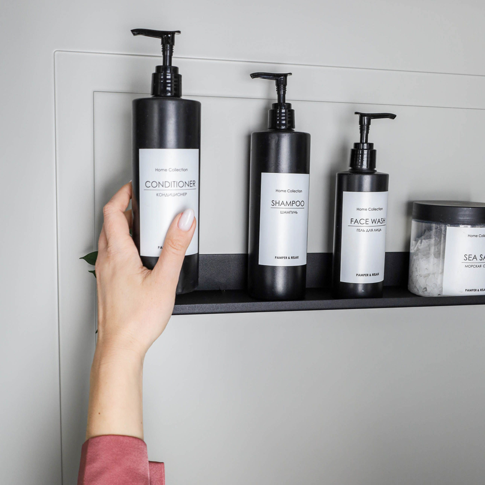 Полка MetaDec Plain настенная прямая, 40х10см черная, металл, 1шт