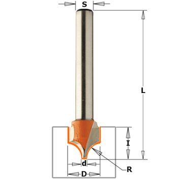 Фреза концевая  для гравирования и декорирования D=10,0 I=10,0 S=8,0 R=5,00 CMT 965.402.11
