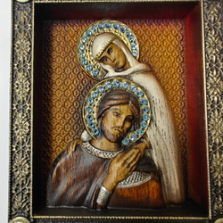 Икона резная "Петр и Феврония"