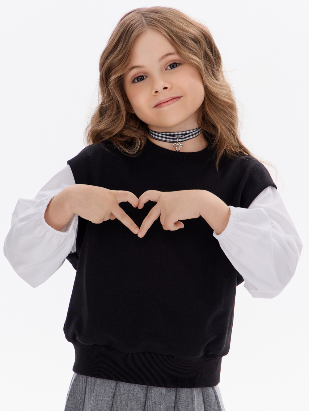 Свитшот-рубашка с эффектом двойки