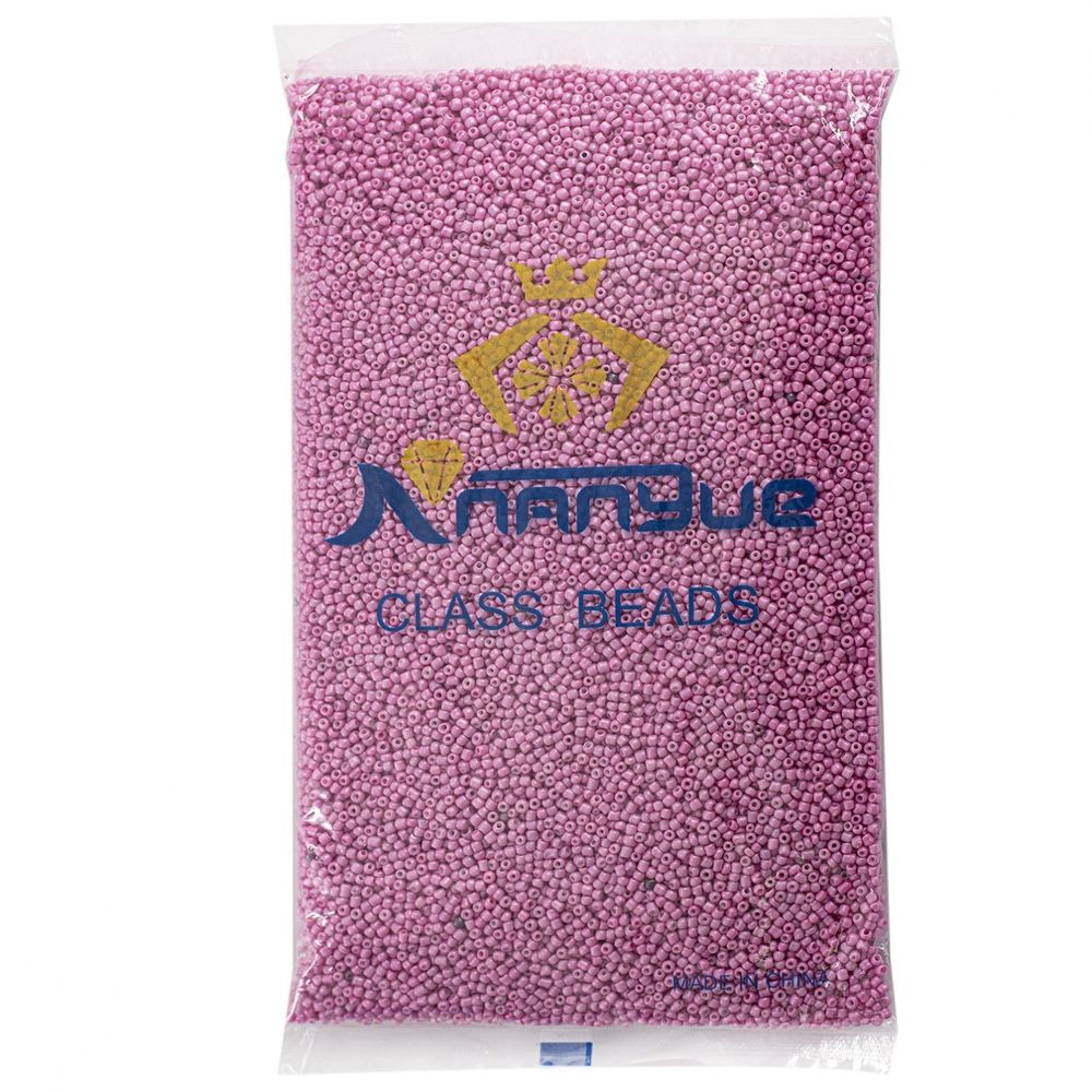 Бисер Alingar размер №12 вес 450 гр., розовый глянец, непрозрачный, пакет