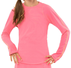 Футболка для девочки теннисная Lucky in Love Core L/S Athletic Crew G - neon pink