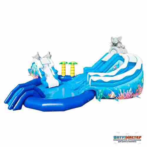 Надувной аквапарк с горками и бассейном «Морское приключение», 16,7×15×6,7 м