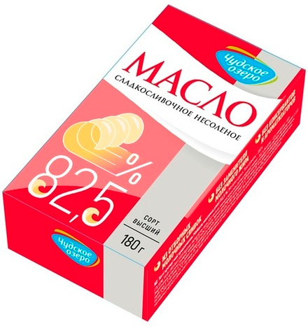 Масло сливочное 82,5%, Чудское озеро 180 г