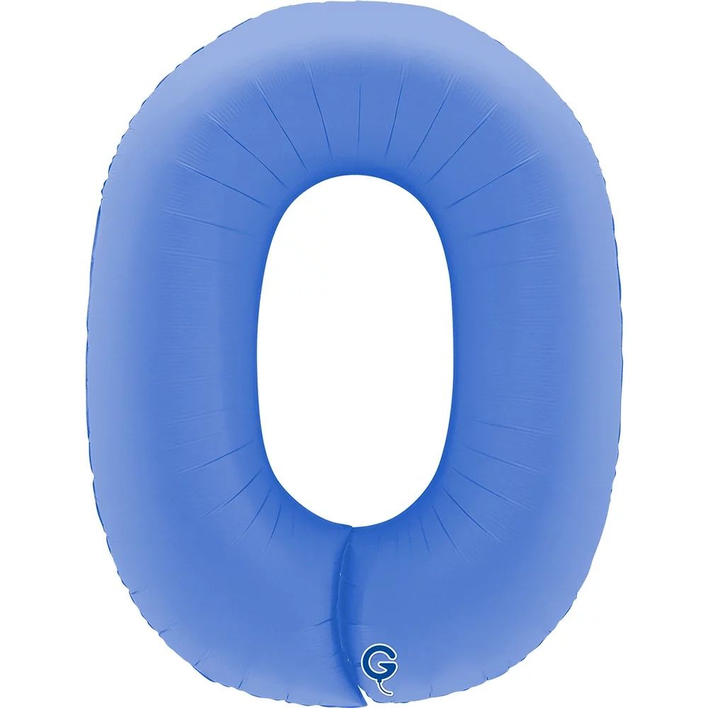 G Шар (40''/102 см) Цифра, 0, Голубой Лотос, Матовый (БГ-60)