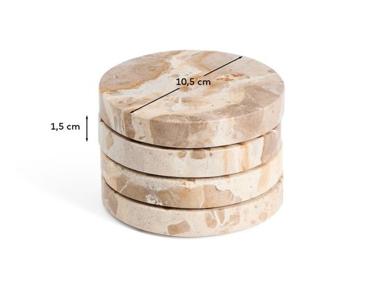 Набор из 4 круглых подставок Malder из бежевого мрамора