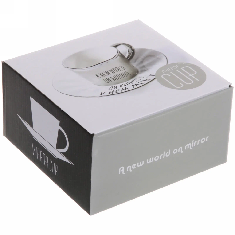 Чайная пара (зеркальная кружка 230мл+блюдце) анаморфный дизайн «Радуга»